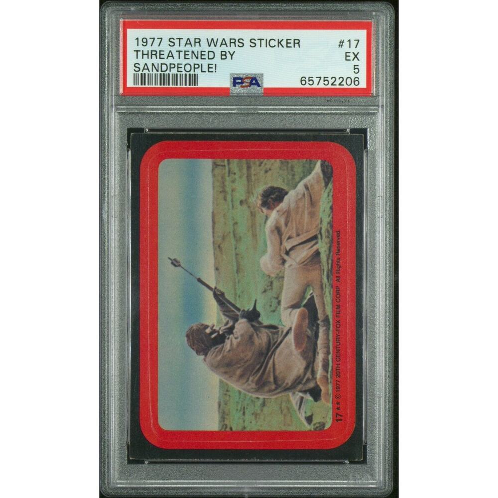 1977 Star Wars Sticker 17 Threatened By Sandpeople! PSA 5 Cert#65752206